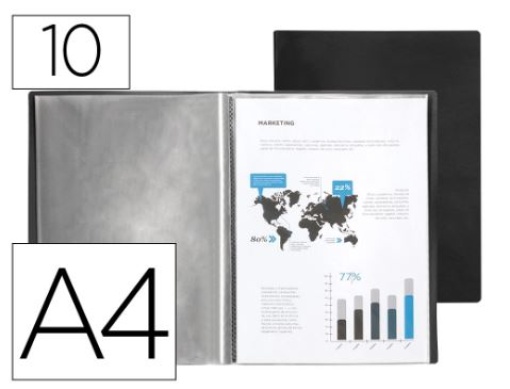 Capa Catalogo Liderpapel 10 Bolsas Polipropileno A4 Preta Opaco (CJ04)