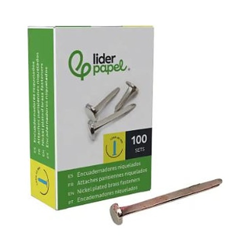 Ataches Encadernação Liderpapel Caixa 100 N.8 40mm
