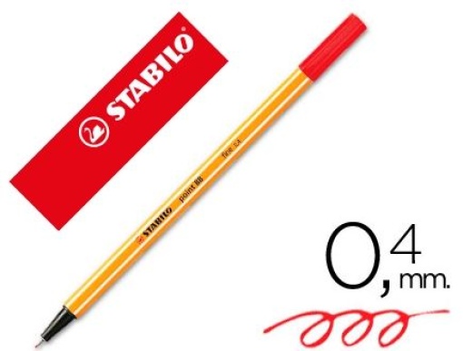 Marcador Stabilo Ponta de Fibra point 88 Vermelho 0,4 mm