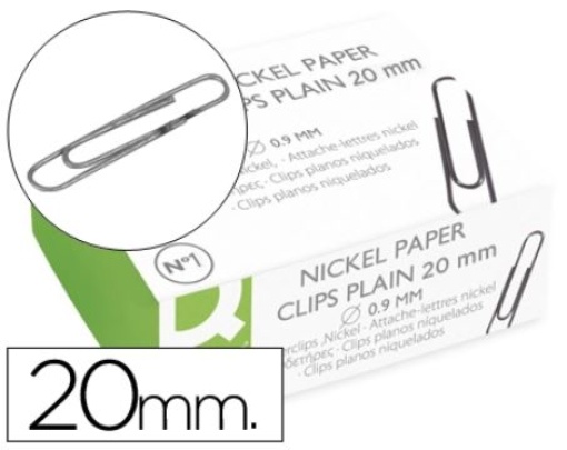 Clips Niquelados Q-Connect Plano Nº1 20mm Cx.100un