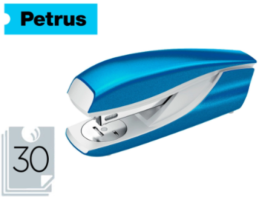 Agrafador Petrus 635 Wow Cap.30fls (24/6-26/6) Azul Metalizado (623593)