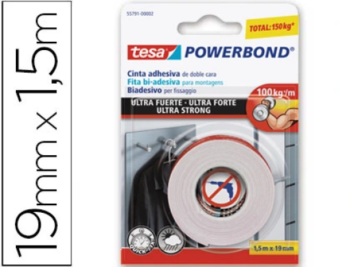 Fita Adesiva Dupla Face Tesa Extra Forte Interior e Exterior 1,5mx19mm (55791)