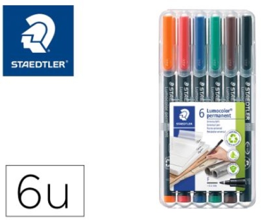 Marcador Staedtler Lumocolor Retroprojecao 318-5 Ponta 0,6mm Estojo 6 Cores Sortidas (318 WP6)