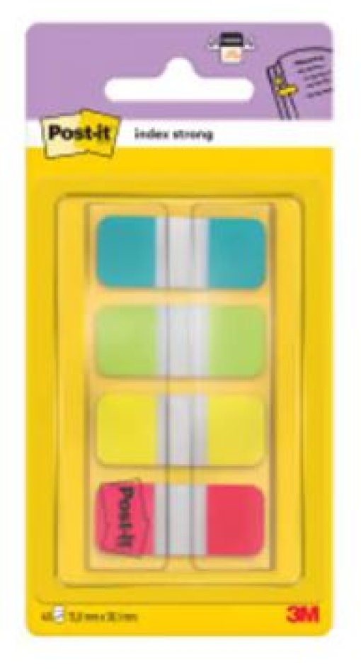 Bandas Separadoras Post-it Index Rigidas Dispensador 4cores Amarelo/Azul/Lima/Vermelho mini 4x10mm Pack de 40uni