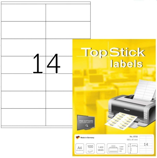 Etiqueta 105x41 Top Stick A4 Cx.100folhas (1400uni)