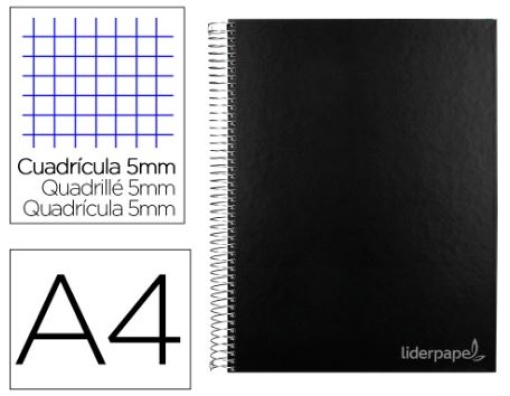 Caderno Espiral Liderpapel Jolly A4 Quadriculado Capa Dura 140F 75g Preto (BA98)