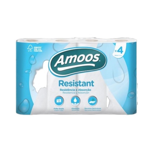 Rolo Papel Cozinha Amoos Resistant 2F (9mx22,4) Emb.4rolos 