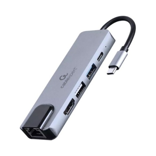 Adaptador Gembird USB-C 5-in-1 (Hub+HDMI+PD+LAN)