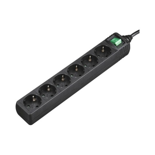 Extensao Electrica 6 Tomadas C/Interruptor 3m Preta
