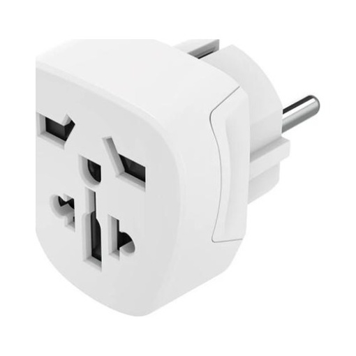 Adaptador Corrente Viagem UK/EURO Type E+ F Branco